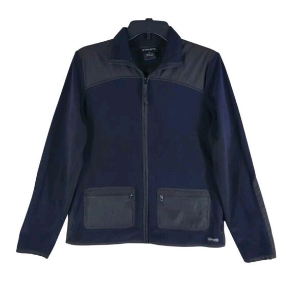 Athleta Jacket Coat Women M Blue Black Fleece Full Zip Gorpcore Outdoor - Picture 9 of 10